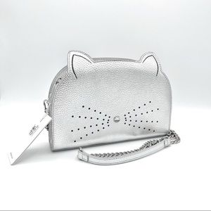TED BAKER Silver Kristie Cat Crossbody Leather Bag
